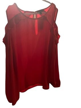 NWT- Lane Bryant Red Cold Shoulder Ruffle Blouse Size 20